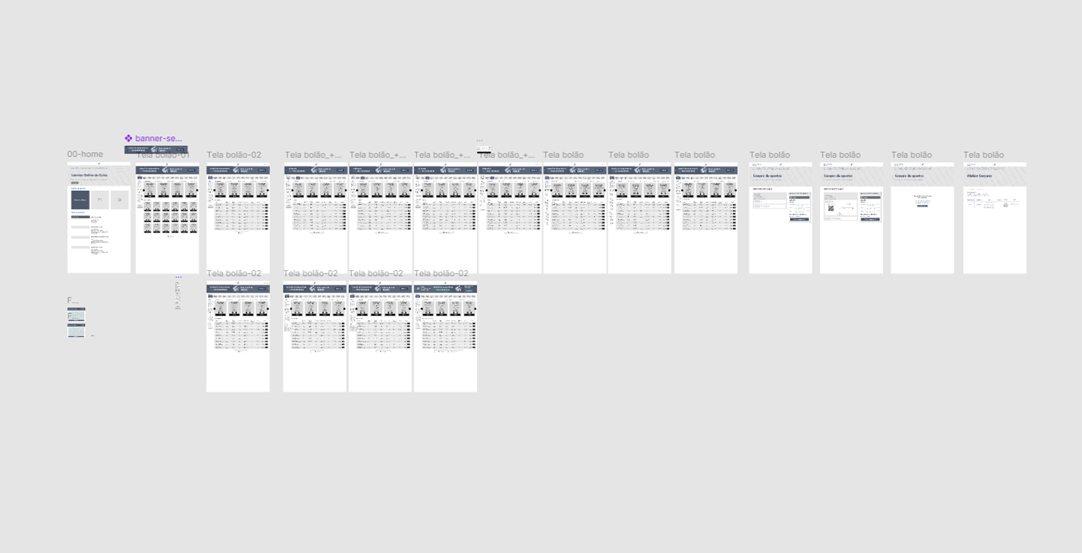 Imagem mostra os wireframes de baixa fidelidade alinhados um do lado do outro