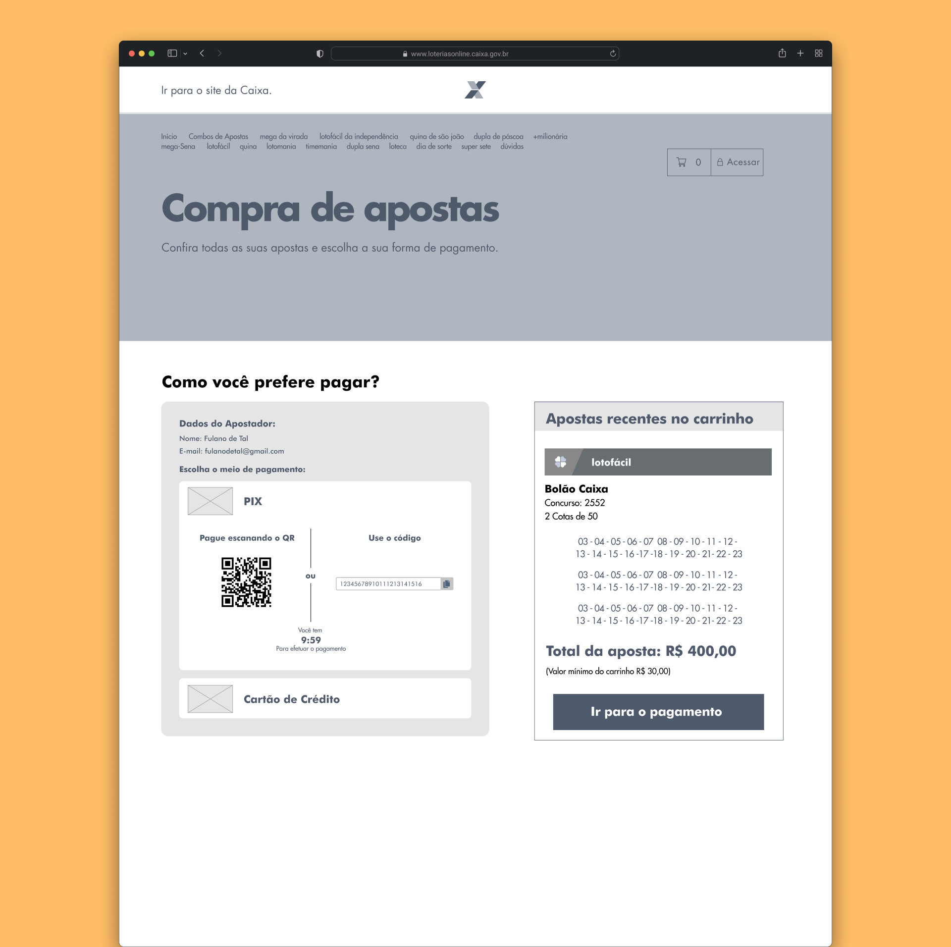 Wireframe estrutural - Tela 3