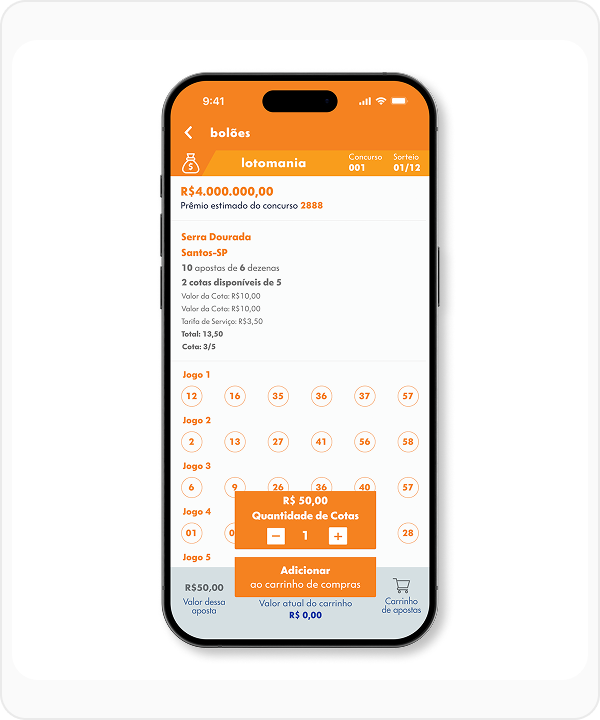Tela do aplicativo com contraste 2.59:1