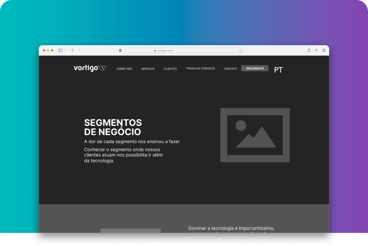 Tela Segmentos de Negócio