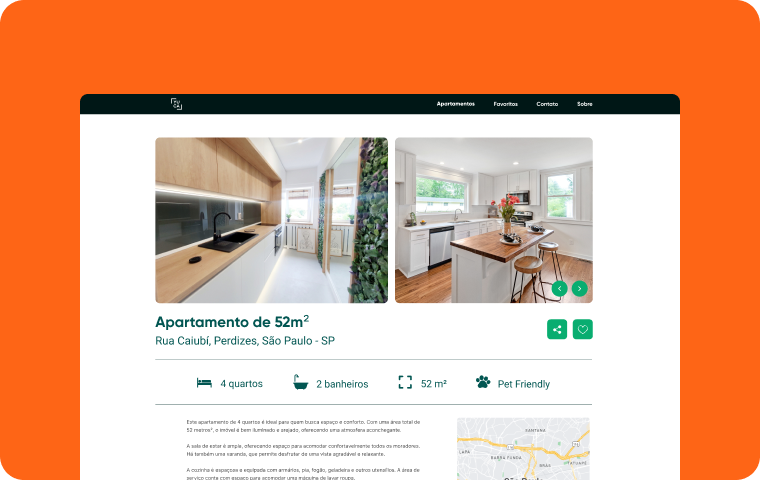 Wireframe em baixa fidelidade da página de detalhes do imóvel